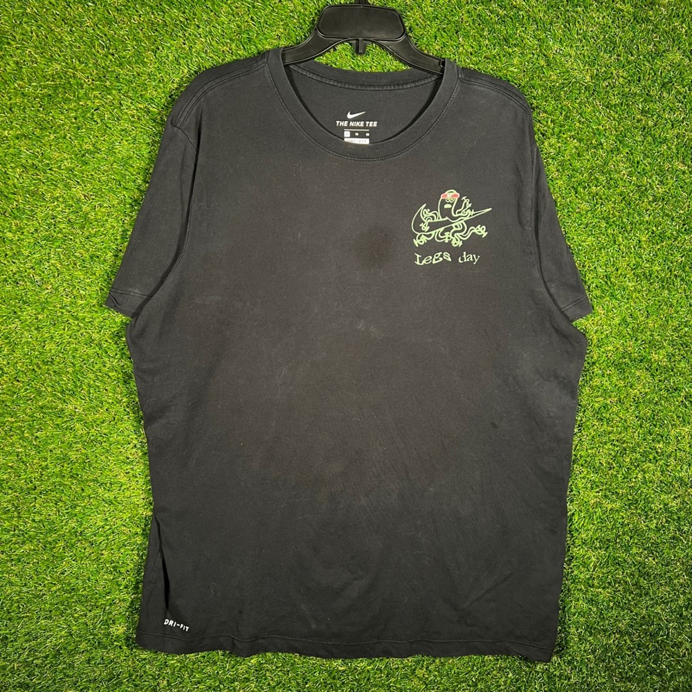 Nike Dri-FIT‎ Legs Day Graphic T-Shirt Mens XL Black Short Sleeve Gym Tee